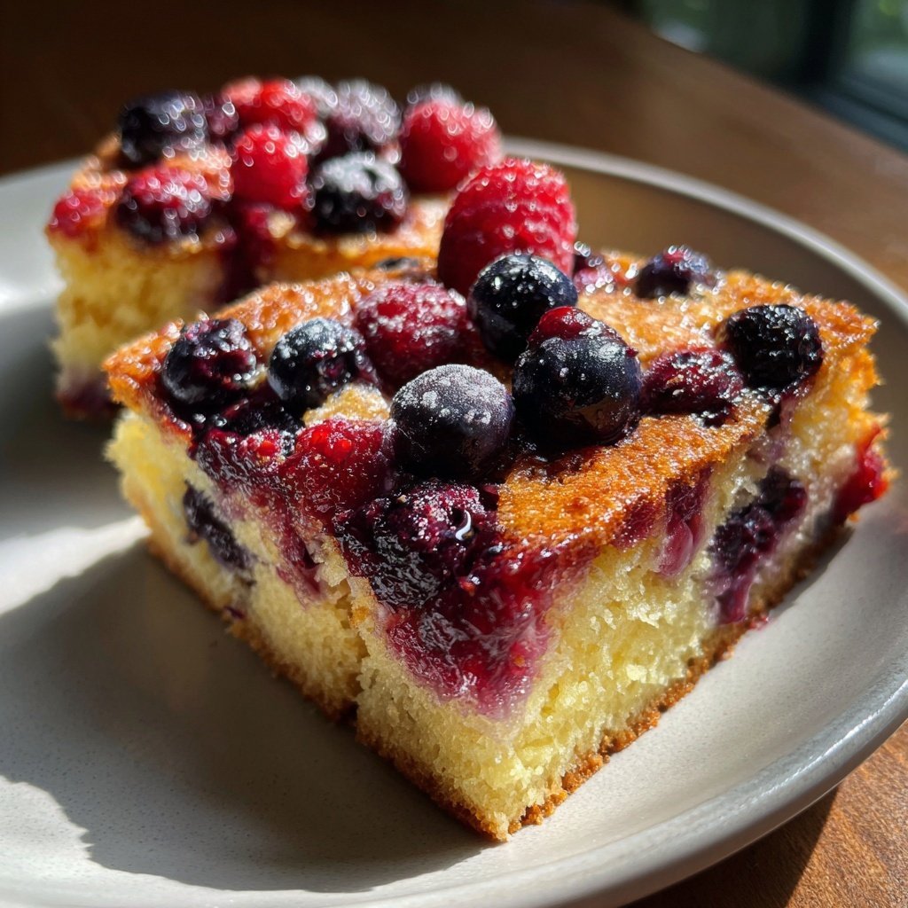 Blechkuchen mit Beerenmix