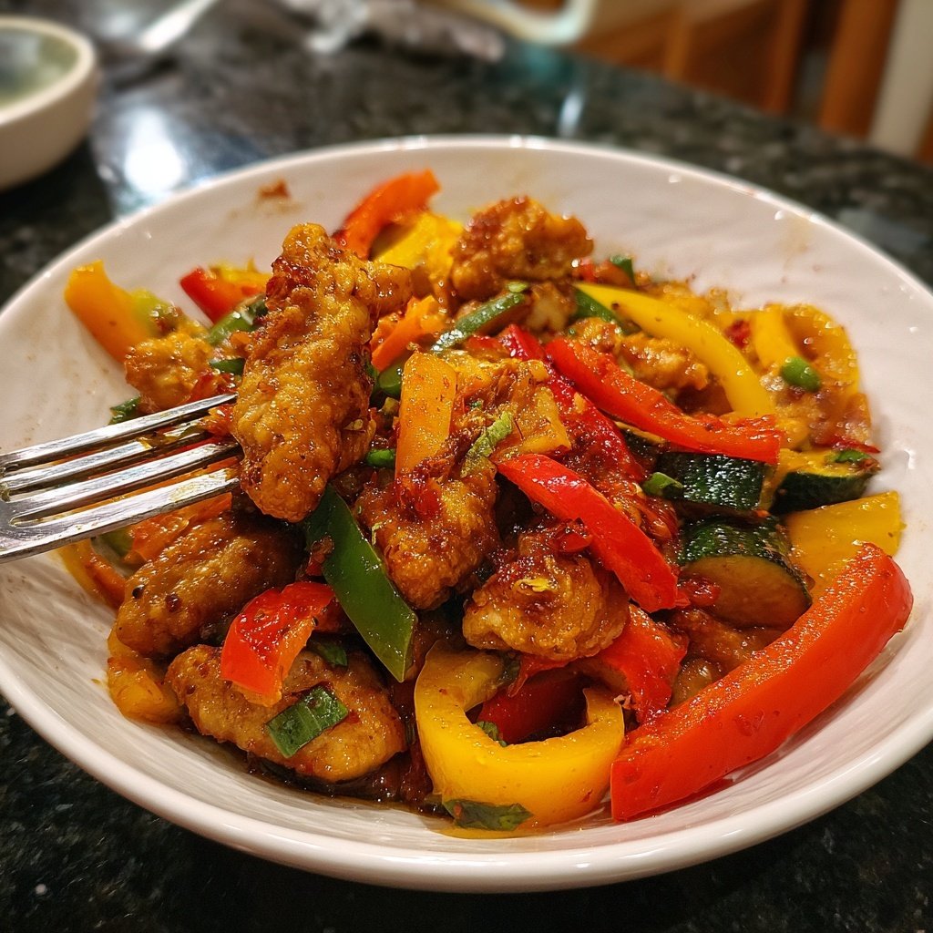 Kalorienarme Gemüsepfanne Mit Hähnchen