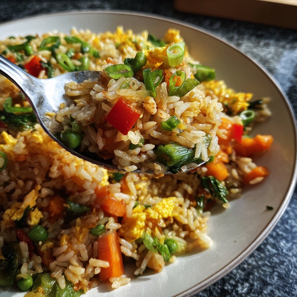 Abendessen mit Reis und Gemüse