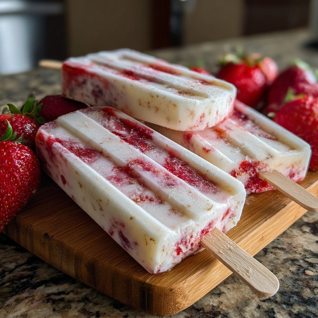 Vanille Erdbeer Eis Am Stiel