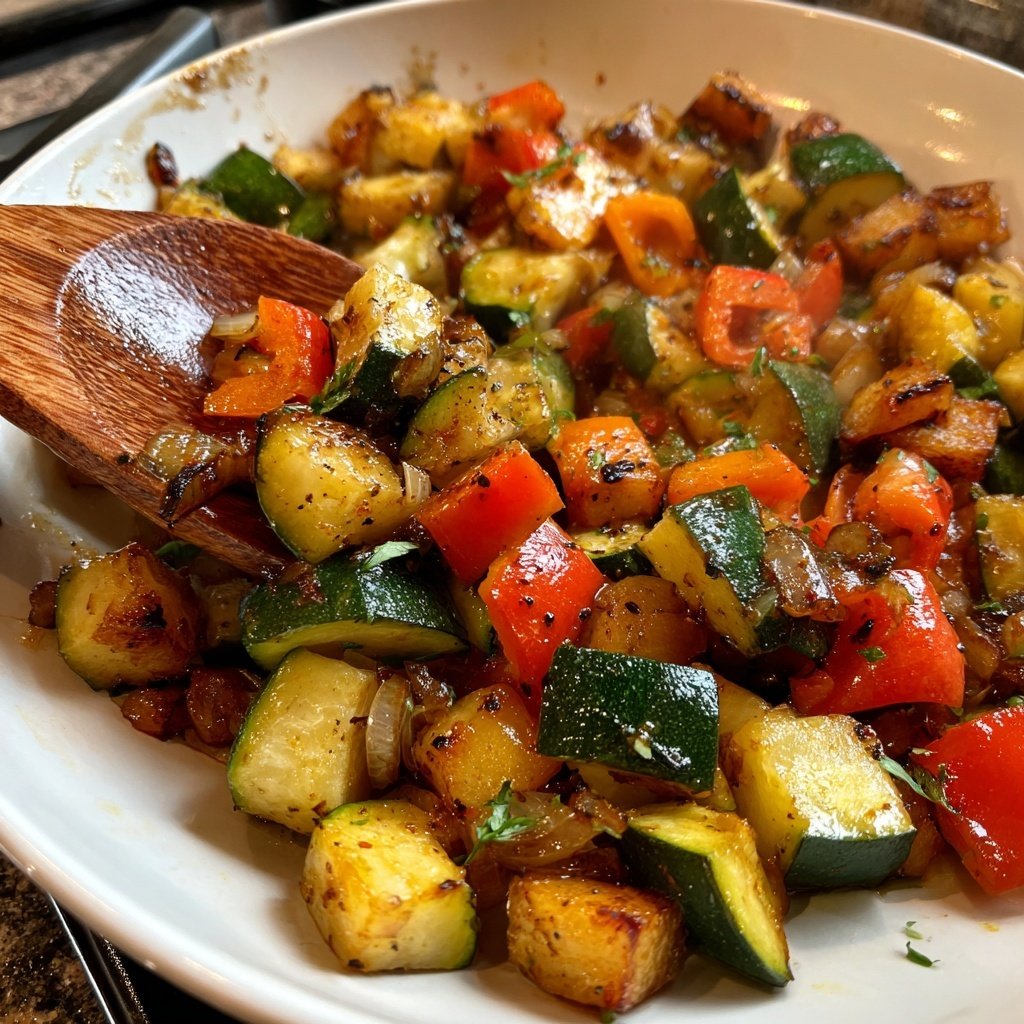 Gemüsepfanne mit Knoblauch